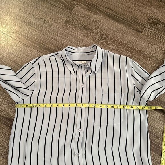 Equipment Light Blue Black Stripe Silk Button Up - Picture 6 of 9